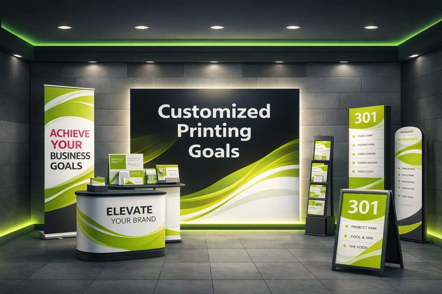 Custom printing and signage materials supporting business growth goals